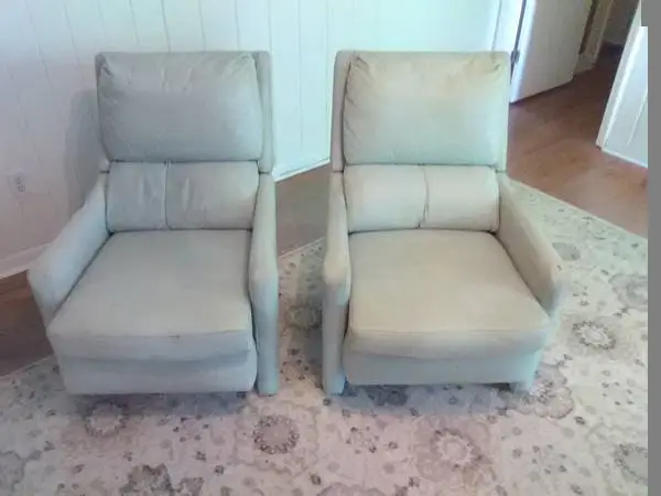 Bradington& Young Leather Recliners, Starting to Show Age, Small Hole