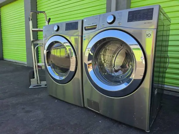 Lg grey front load washer and gas dryer