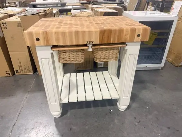 John Boos American Heritage Gathering Prep Butcher Block Table White