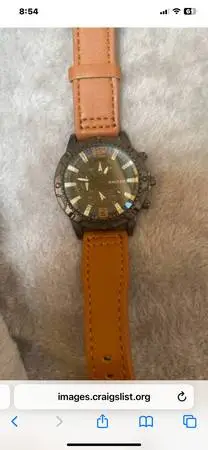 Mens watch leather band quartz movement