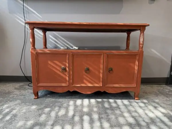 Vintage Terracotta Distressed Buffet / Console Table w/Open Shelf