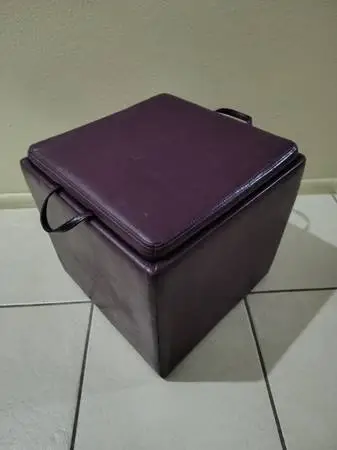 Burgundy seat cube / ottoman w/ storage