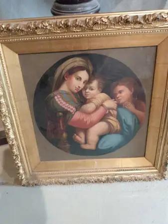 Very Old Madonna of the Chair Painting on Canvas