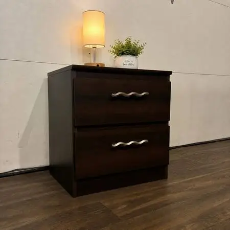 Beautiful Dark Brown Nightstand w/ Stainless Steel Knobs