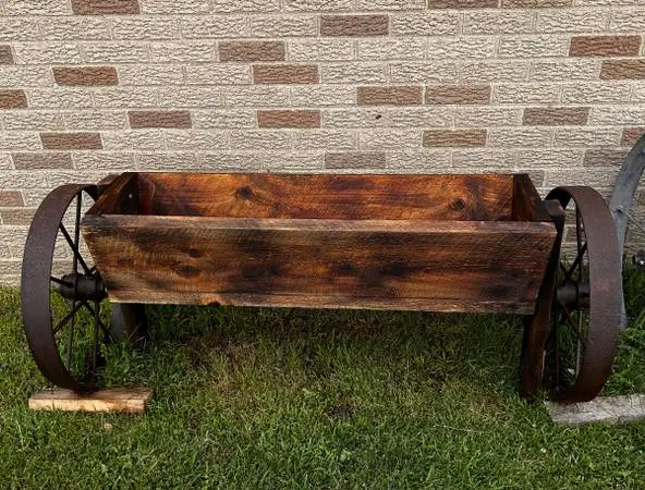 Antique Steel Wheel Flower Box