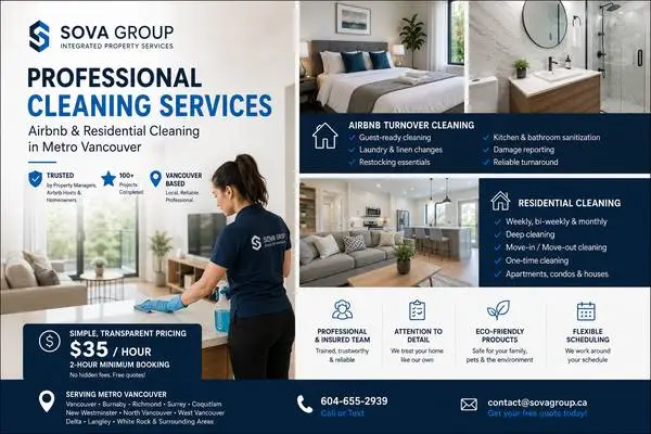 ⭐ Airbnb & Residential Cleaning |Starting at $35/Hour| Metro Vancouver