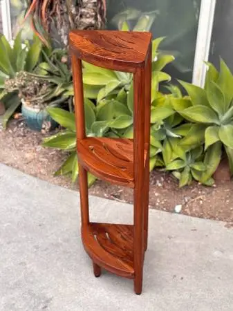 AquaTeak Solid Teak Shower Organizer Corner Shelf – 3 Tier