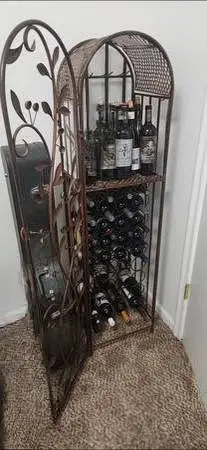 Tall Metal Fold up Arch-top Wine Cabinet.. rare must see...