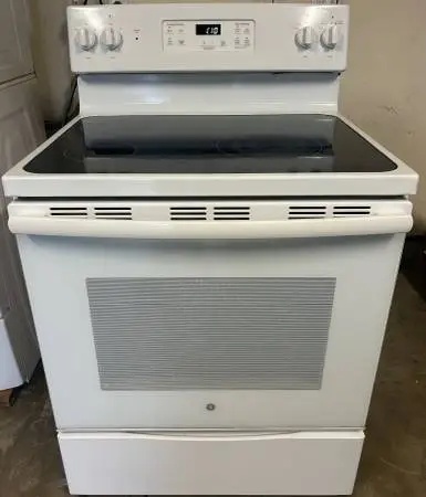 White GE Electric Stove Glass Top 30”  Width