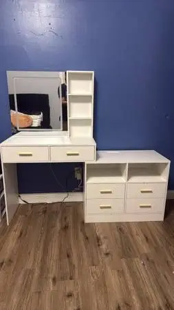 Large white vanity w/nightstand