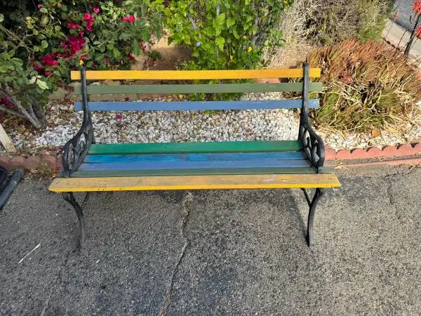 Wood Bench w/cast Aluminum Frame