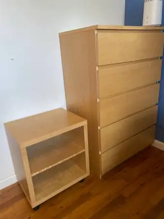 IKEA 6 drawer Dresser and Nightstand oak effect .
