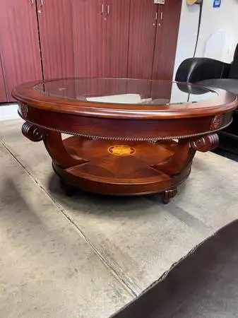 Italian red wood, high-end round coffee table