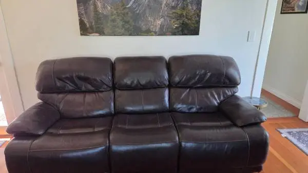 Reclining leather couch