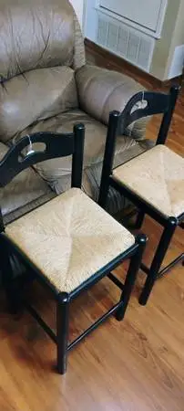 Pair of Black Wood Stools