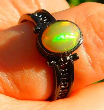 Natural Opal Ring, One of a kind jewelry, Size 7