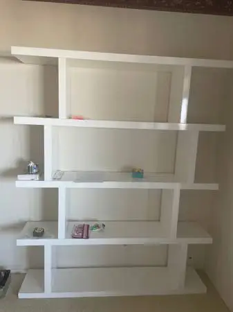Title: White Modern Open Bookshelf – 73H x 60W x 11.5D – Unique Off