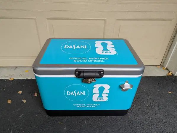 BRAND NEW Dasani FIFA 54 qt metal cooler