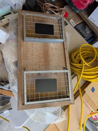 Wood Wall Organizer with 2 Metal Wire Baskets