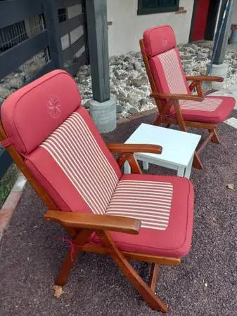 2 Beautiful Solid Teak Folding Chairs