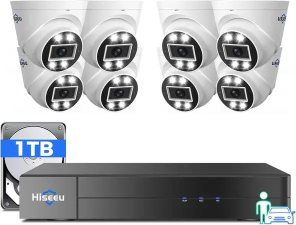 Hiseeu 4K PoE Security Camera System, 8 Pcs 5MP IP Camera
