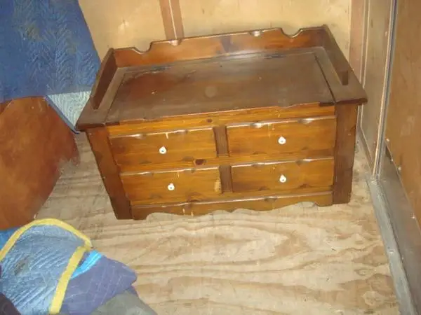 wooden storage bench