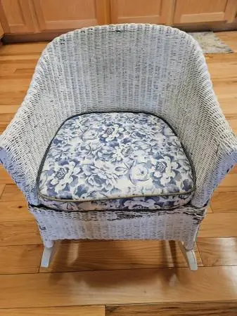 Antique Child Wicker Rocker with Seat Pad