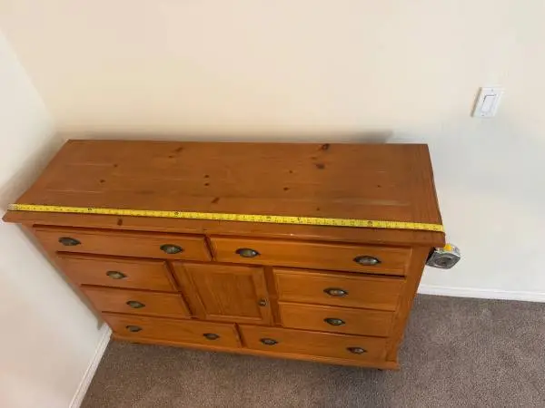 Matching dresser and queen bed frame with springs and mattress