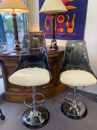 Cool late 70s early 80s lucite and steel chrome chairs