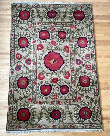 6x9 Hand Knot Wool Area Rug Classic Poppies Transitional $4,250 retail