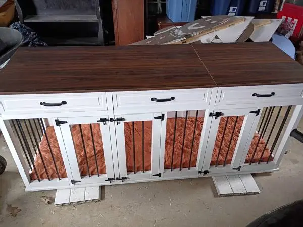 TV stand with dog crate