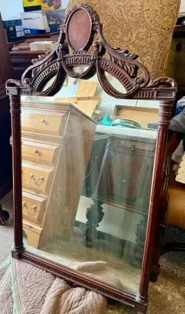 Antique Inlaid Mahogany Wall Mirror