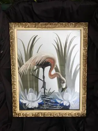 c1950 genuine hand painted M DEVOE Pink Flamingo perfect