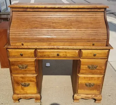 Solid Oak Roll Top Desk