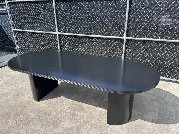 Conference Table Office Desk Kitchen Black Heavy Duty Round