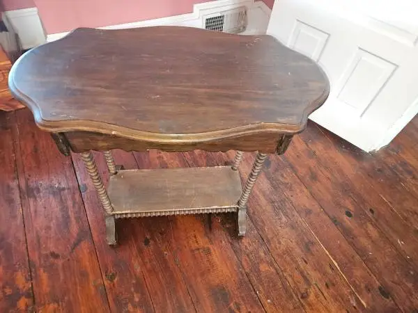 Antique spool legged side table