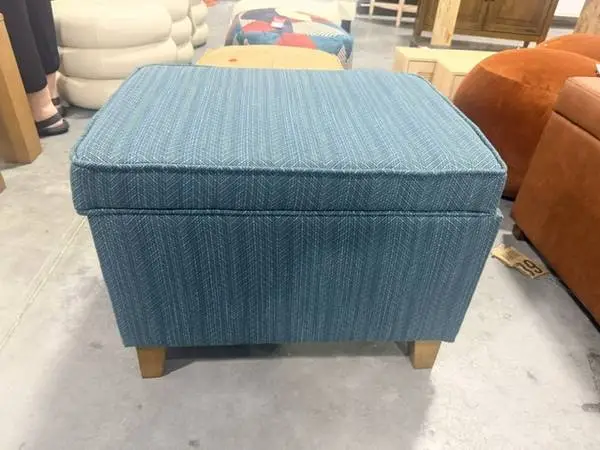 HomePop Medium Storage Ottoman Foot Stool Aegean Blue Brand New