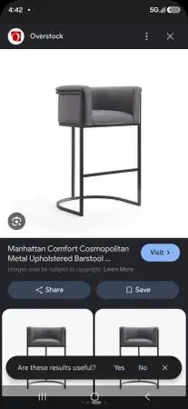 Manhattan Comfort Cosmopolitan Metal Upholstered Barstool