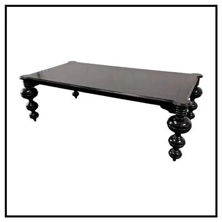 Noir Claudio Mahogany Solid Wood Dining Table, Hand-rubbed Black