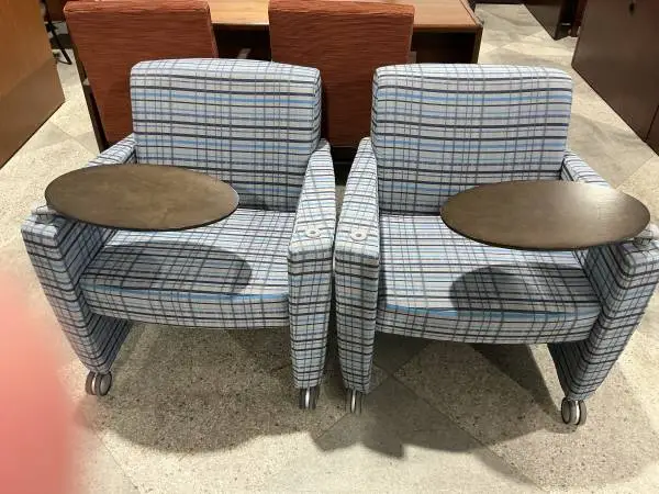 Club Chair w/ Tablet arm by Haworth in Multi-Color Designer Fabric