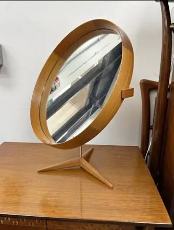 Mid Century Modern Teak Table Mirror, Made in Sweden by Luxus, Vittsjö, Uno &