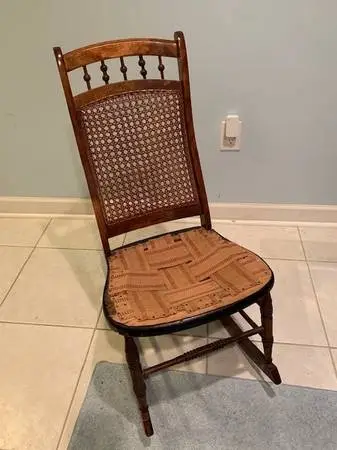 *charming* antique rocking walnut/cane rocking chair