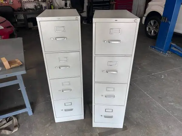 Filing Cabinet 4 Drawer HON Grey Cabinets Vertical Pair