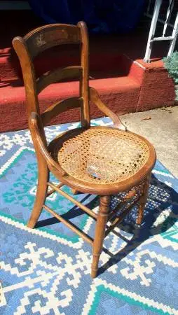 CHAIR Antique Kane Seat Kitchen Desk Restaurant Furniture Vintage