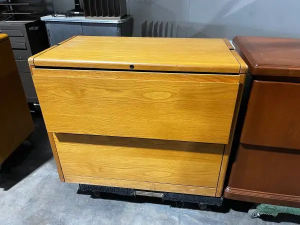 WOOD STORAGE CABINET - NEW LOCATION - wood filing cabinet