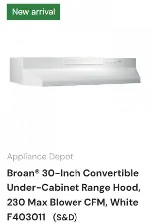 Scratch and Dent Broan 30-Inch Under-Cabinet Range Hood F403011