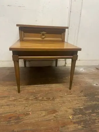 Vintage mid century modern light walnut end table