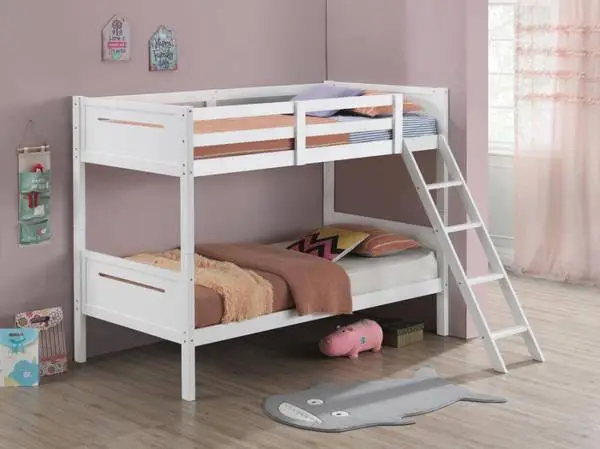New Solid Wood Bunk Bed W/Mattresses in stock in Black/ Gray or White