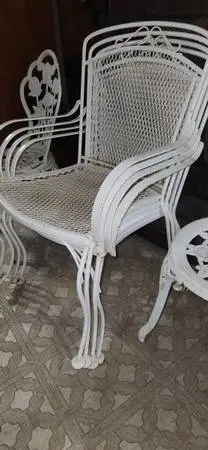 Vintage 50s Very Large Heavy Patio Table with free Chairs