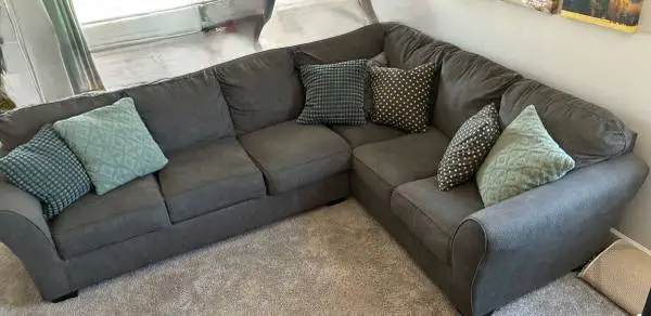 Sectional sofa grey, comfy couch